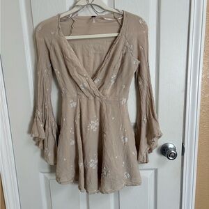 Elegant Beige Floral wrap romper